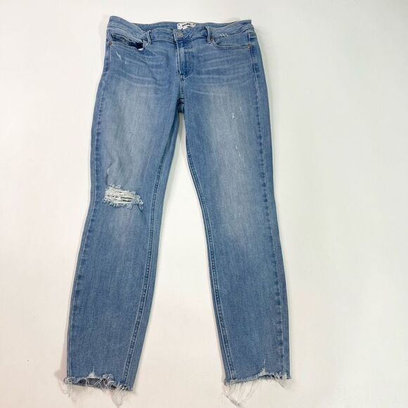 Paige Verdugo Ankle Jeans Womens 30 Blue Denim Distressed Mid-Rise Raw Hem - Picture 1 of 10
